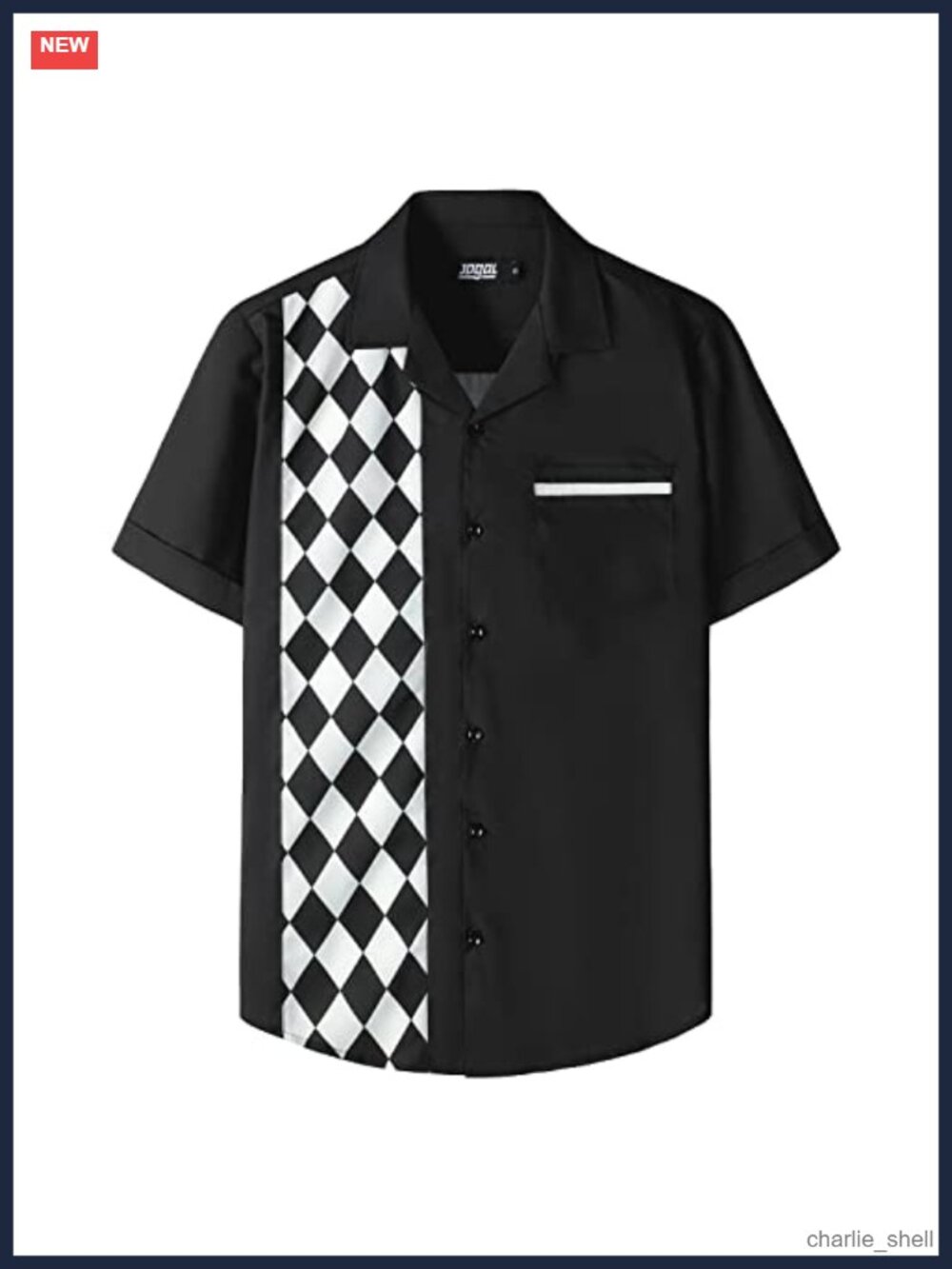 JOGAL Men's Retro Rockabilly Short Sleeve Button Down Shirt Lightweight Casual